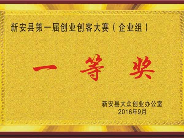 
                                企業(yè)獲得新安縣第一屆創(chuàng)業(yè)創(chuàng)客大賽第一名！
                            